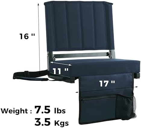 SPORT BEATS Stadium Seats with Back Support Bleacher Chairs with Back and Cushion Thick Padded Bleacher Seats Includes Shoulder Strap
