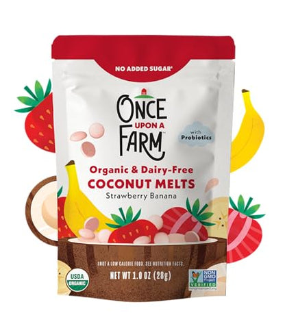 Once Upon A Farm Strawberry Banana Coconut Melts with Probiotics, Organic, Dairy Free, 1 Ounces (Pack Of 8)