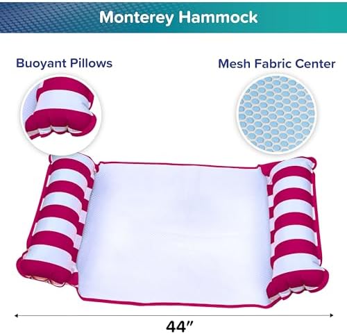 Aqua 4-in-1 Monterey Hammock Pool Float & Water Hammocks, 1-2-3-4 Multipacks – Multiple Colors/Styles – for Adults and Kids Floating