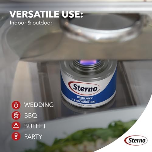 Sterno Fuel Cans - 6-Hour Burn, (12-Pack) Chafing Dish Fuel Can Burners for Food Warmer, Resealable Twist Chafer Fuel Canned Heat, Handy Wick