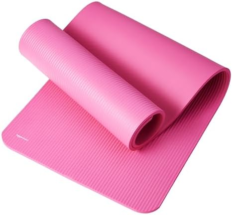 Amazon Basics 1/2 Inch Extra Thick Exercise Yoga Mat with Carrying Strap, Cushioned Support, for Fitness and Gym Workouts