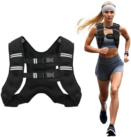 Weighted Vest, 6lb/8lb/12lb/16lb/20lb/25lb/30lb Weight Vest for Men Women, Body Weight Vests Adjustable with Reflective Stripe for Strength Training, Running, Training Workout, Jogging, Walking