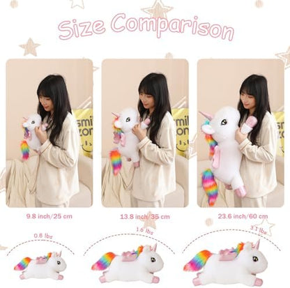 SQEQE Weighted Unicorn Plush, Weighted Unicorn Stuffed Animal, Cute Plushies Soft Pillow Toy Gift for Kids Adults 23.6 Inch, 3.1 Lbs