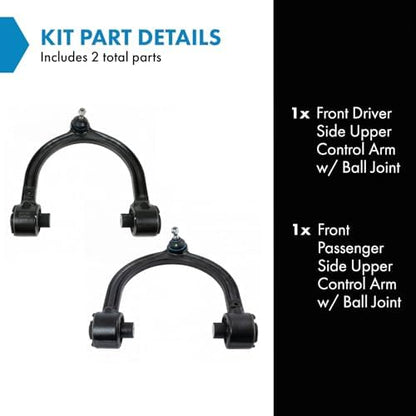 TRQ Front Upper Control Arm with Ball Joint Set Compatible with 2003-2006 Mercedes-Benz S430 S500