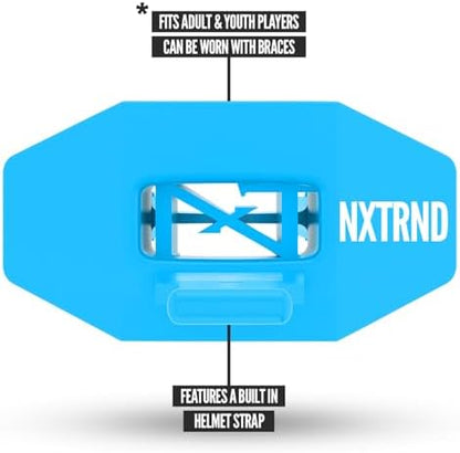 Nxtrnd Two Football Mouth Guard, Football Mouthpiece with Strap, Fits Adult & Youth (Neon Blue)