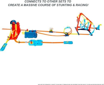 Bundle of Hot Wheels Track Builder Straight Track Set, 37 Component Parts & 1:64 Scale Toy Car (Amazon Exclusive) + Hot Wheels Set of 10 Toy Trucks in 1:64 Scale (Styles May Vary)
