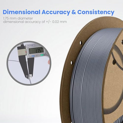 ELEGOO PLA Filament 1.75mm Black & Gray 2KG, 3D Printer Filament Dimensional Accuracy +/- 0.02mm, 2 Pack 1kg Cardboard Spool(2.2lbs) 3D Printing Filament Fits for Most FDM 3D Printers