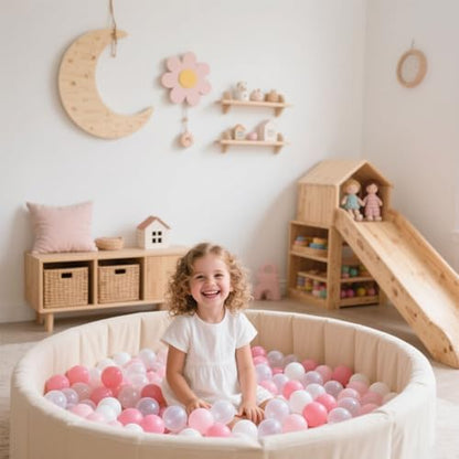 GOGOSO Ball Pit Balls for Toddler, Baby Plastic Playballs Kids Soft Pastel Pelotas Non-Toxic BPA-Free 2pink+White+Clear 100 Balls