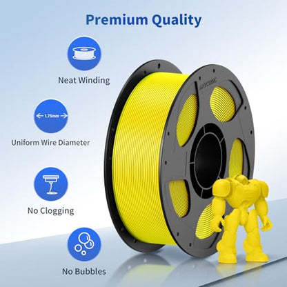 ANYCUBIC PLA 3D Printer Filament, 3D Printing PLA Filament 1.75mm Dimensional Accuracy +/- 0.02mm, 1KG Reusable Spool (2.2 lbs), Yellow