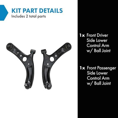 TRQ Front Lower Control Arm with Ball Joint Set Compatible with 2014-2018 Kia Forte 2014-2016 Forte Koup Forte5