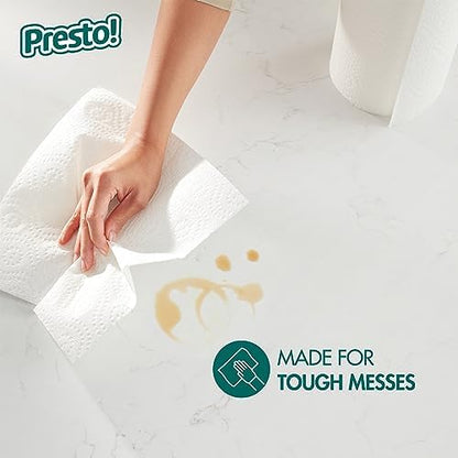 Amazon Brand - Presto! Flex-a-Size Paper Towels, 158 Sheet Huge Roll, 12 Rolls (2 Packs of 6), Equivalent to 38 Regular Rolls, White