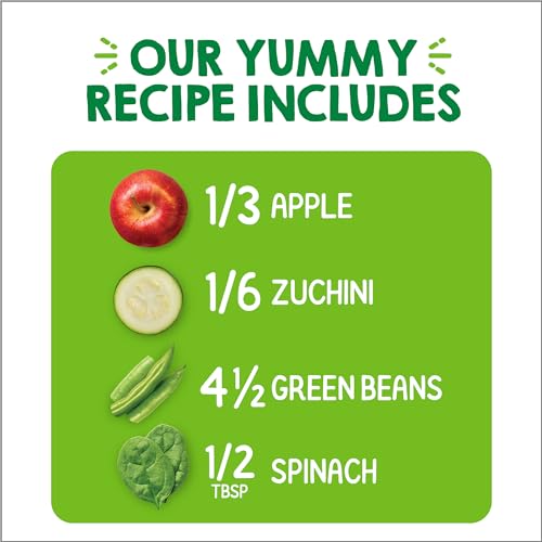 Happy Tot Organics Stage 4 Baby Food Pouches,Gluten Free, Vegan Snack, Love My Veggies, Fruit & Veggies Puree, Apples, Zucchini, Green Beans & Spinach 4.22 oz Pouch (Pack of 16)