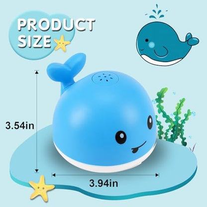 Gigilli Baby Boy Bath Toys, Light Up Whale Fountain Toys for Boys 0-6 6-12 12-18 Months or Kids Ages 1-3 2-4, Rechargeable Ocean Blue