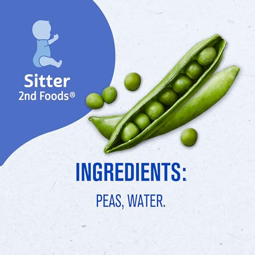 Gerber Stage 2 Baby Food Peas, Baby Peas Puree Tub, No Added Salt, No Artificial Colors or Flavors, Baby Puree, Baby Food Vegetables, 16-Pack