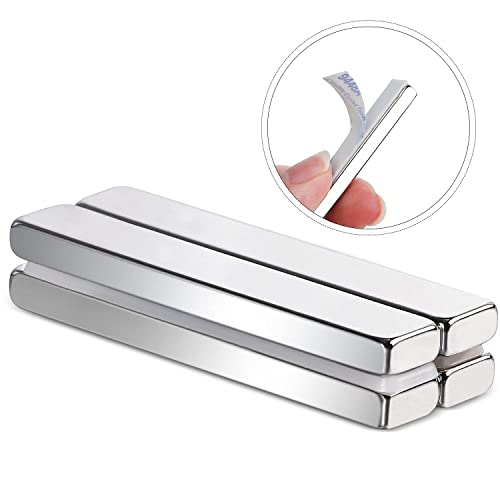 MIKEDE Magnets, 12 Pack Neodymium Bar Magnets with Double-Sided Adhesive, Strong Magnet Heavy Duty Magnetic Strips, Powerful Rare Earth Metal Magnet for Locker, Fridge, Office - 60x10x5 mm