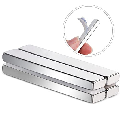 MIKEDE Magnets, 12 Pack Neodymium Bar Magnets with Double-Sided Adhesive, Strong Magnet Heavy Duty Magnetic Strips, Powerful Rare Earth Metal Magnet for Locker, Fridge, Office - 60x10x5 mm