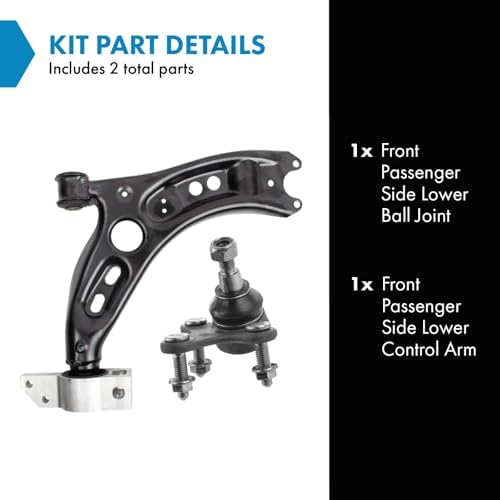 TRQ Front Lower Control Arm with Ball Joint Set Passenger Side 2 Pieces Compatible with 2010-2017 Volkswagen Tiguan 2017-2018 Volkswagen Tiguan Limited