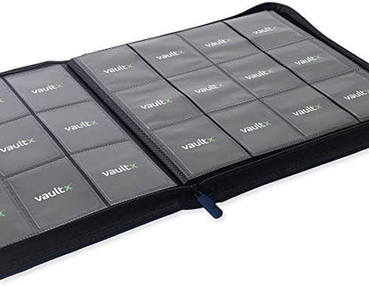 Vault X 12 XL Pocket Trading Card Zip Binder - 624 cards, Premium Exo-Tec Album Material, 26 Side-Loading Pages, Folder for Collectible Card Games, Sports, TCG (Blue)