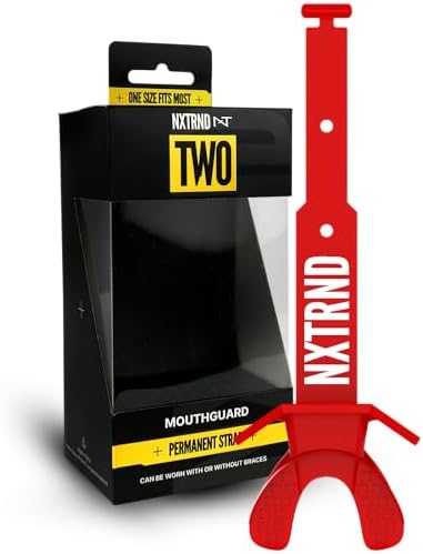 Nxtrnd Two Football Mouth Guard, Football Mouthpiece with Strap, Fits Adult & Youth (Red)