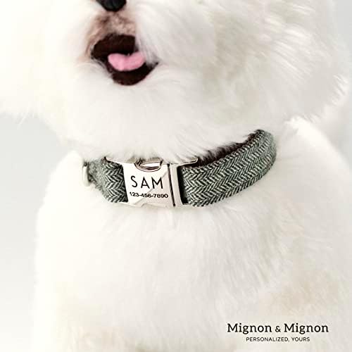 Personalized Dog Collar, Custom Pet Name and Contact Info Engraved, Adjustable Cotton Collar for Small Dogs, Cats, and Puppies with Safety Buckle – ACL