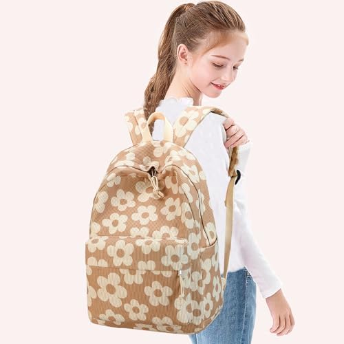 School Backpack for Teen Girls Bookbags Elementary High School Corduroy Laptop Bags Women Travel Daypacks