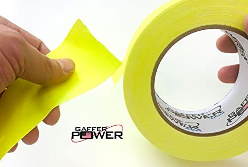 Gaffer Power Real Professional Grade Gaffer Tape, Made in The USA, Yellow Fluorescent 2 Inches by 30 Yards, UV Blacklight Reactive Fluorescent Heavy, Non-Reflective, Better Than Neon Yellow Duct Tape