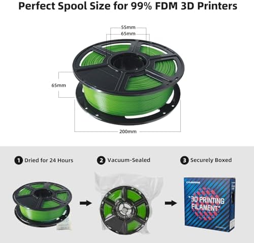 FLASHFORGE PLA Filament 1.75mm, 3D Printer Filament 1kg (2.2lbs) Spool, Dimensional Accuracy +/- 0.02mm, 3D Printing Filament Easy to Use and Fits for Most FDM 3D Printers (Green)