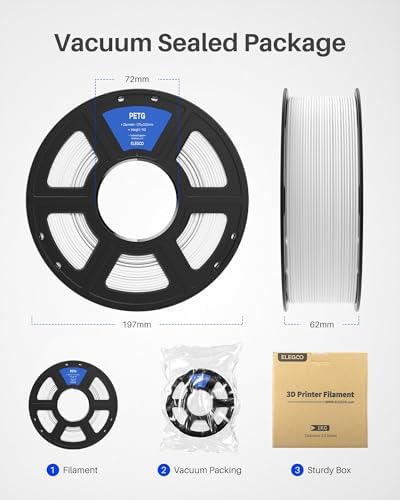 ELEGOO PETG Filament 1.75mm Beige 1KG, 3D Printer Filament Dimensional Accuracy +/- 0.02 mm, 1kg Spool(2.2lbs) Fits for Most FDM 3D Printers