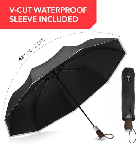 REPEL Windproof Travel Umbrella - Compact & Withstands Winds up to 85MPH , Strongest Premium Auto Folding Umbrella for Rain and Sun - Durable, Light & Portable for Women & Men , Fits Backpack & Cars