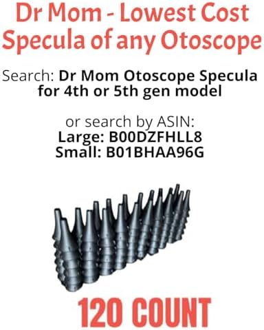 4th Generation Doctor Mom LED Pocket Pro Otoscope with Both Adult and Pediatric Disposable Specula Tips, Battery, and Protective Hard Plastic Case