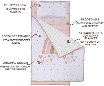 Extra Large Toddler Nap mat by Cokouchyi, Toddler Sleeping Bag with Removable Pillow, Measures 53 x 21 x 1.5 Inches, Sleeping Mat, Ideal for Daycare and Preschool Kindergarten