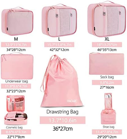 BAGAIL 8 Set Packing Cubes Luggage Packing Organizers for Travel Accessories (Blush Pink)