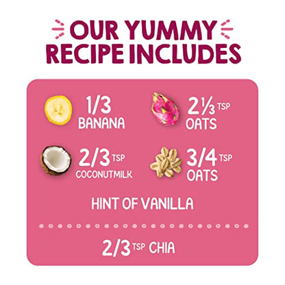 Happy Tot Organics Stage 4 Baby Food Pouches, Gluten Free, Vegan & Dairy Free Snack, Super Morning Fruit & Oat Blend, Bananas, Dragon Fruit, Coconutmilk, Oats & Chia, 4 Oz (Pack of 16)