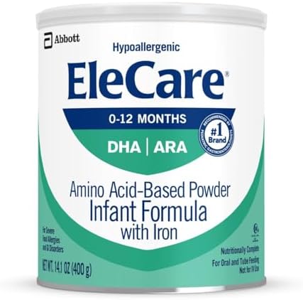 EleCare Hypoallergenic Amino Acid-Based Infant Formula, Complete Nutrition for Food Allergies and GI Conditions, Amino Acid-Based Baby Formula Powder, 14.1-oz Can