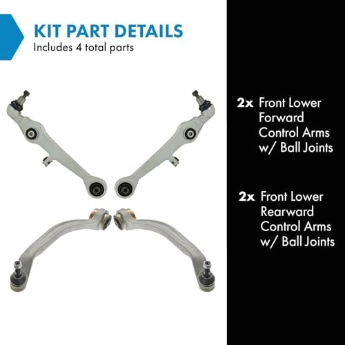 TRQ Front Lower Control Arm with Ball Joint Set Compatible with 1996-2001 Audi A4 A4 Quattro 1998-2004 A6 1998-2001 A6 Quattro 1997-1999 A8 A8 Quattro 2000-2002 S4 1998-2003 Volkswagen Passat