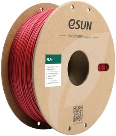 eSUN PLA+ Filament 1.75mm, 3D Printer Filament PLA Plus, Dimensional Accuracy +/- 0.03mm, 1KG Spool (2.2 LBS) 3D Printing Filament for 3D Printers, Fire Engine Red