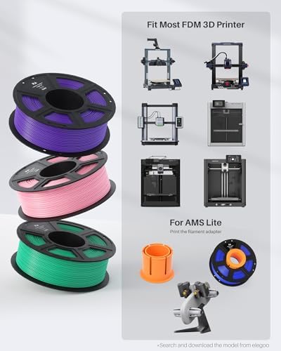 ELEGOO PLA Filament 1.75mm Bundle 4KG, 3D Printer Filament Dimensional Accuracy +/- 0.02mm, 4pcs 1kg Spool(2.2lbs) Fit Most FDM 3D Printers (Pink, Purple, Sky Blue, Sea Green)