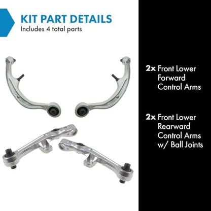 TRQ Front Lower Control Arm with Ball Joint Set Compatible with 2003-2004 INFINITI G35 Nissan 350Z