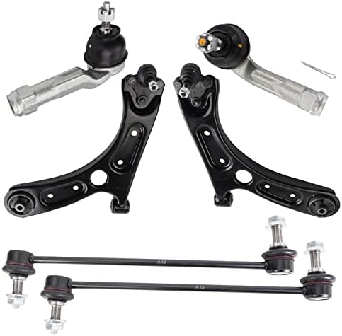 TRQ Front Steering & Suspension Kit Control Arm with Ball Joint Sway Bar Stabilizer Link Tie Rod Compatible with 2017-2020 Hyundai Elantra 2018-2020 Elantra GT 2019-2021 Kia Forte