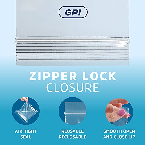 CLEAR PLASTIC REUSABLE ZIP BAGS - Bulk GPI Case Of 1000 3" x 4" 2 mil Thick Strong & Durable Poly Baggies With Resealable Zip Top Lock For Travel, Storage, Packaging & Shipping.