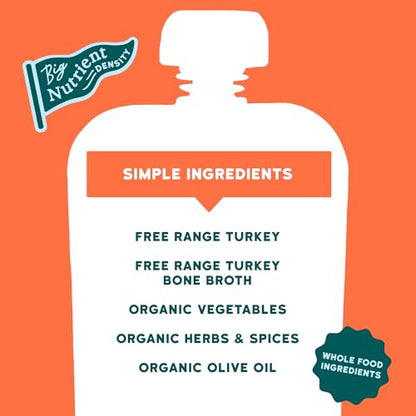 Serenity Kids 7+ Month Turkey Bolognese Bone Broth Baby Food Puree - Toddler Pouches with Organic Veggies & Free-Range Turkey - High-Protein Savory Blend, No Added Sugar & BPA-Free - 3.5 Oz, 12 Pack