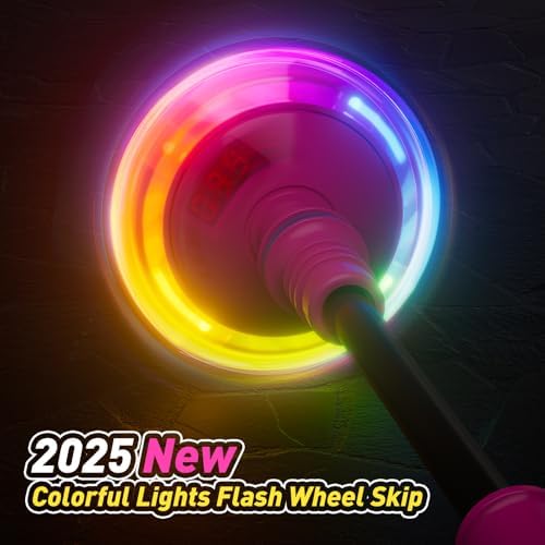 HopeRock Skip Ball Toy for Girls Ages 6-10,Girl Birthday Gifts,3 Fun Modes,Flashing Light-Up Wheel,LED Digital Counter,Replaceable Battery,Girl Birthday Gifts for Age 6-10+,Fun Outdoor Girl Toys-Pink