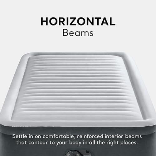 Intex Twin Size Air Mattress, 18in Height, Built-in Pump, Dura-Beam Deluxe Comfort-Plush - Portable Inflatable Blow-up Bed for Camping, Travel, Guests