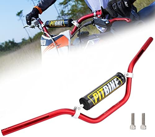 Universal 7/8 Inch 22mm Dirt Bike Handlebars, Upgraded Pit Bike Handlebar with Foam Pad for Motocross CRF YZF KXF KLX RMZ DRZ Pit Dirt Bike ATV Quad - Red