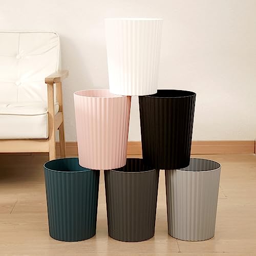 JiatuA Small Trash Can Plastic Wastebasket Round Garbage Container Bin for Bathroom, Kitchen, Bedroom, Home Office, College Dorm, Dark Grey