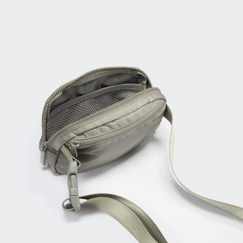 Pander Two Way Zipper Fanny Pack Nylon Everywhere Belt Bag for Women, Water Repellent Waist Packs, Crossbody Bags with Adjustable Strap (Grey Sage).