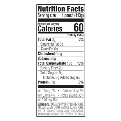 Happy Baby Organics Stage 2 Baby Food Pouches with One Full Serving of Veggies, Nutritious Snack, Clearly Crafted Fruit & Veggie Puree, Squash, Mango, & Papaya, 4 Ounces