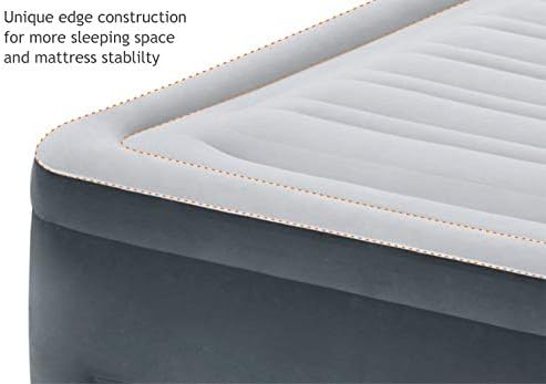 Intex 64417ED 22in Queen Dura-Beam Comfort Plush High-Rise Inflatable Air Mattress with Built in Pump for Travel and Camping, 600lb Weight Capacity