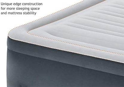 Intex 64417ED 22in Queen Dura-Beam Comfort Plush High-Rise Inflatable Air Mattress with Built in Pump for Travel and Camping, 600lb Weight Capacity