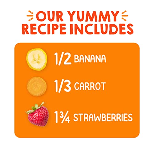 Happy Tot Organics Stage 4 Baby Food Pouches, Gluten Free, Vegan Snack, Super Bellies, Fruit & Veggie Puree, Banana, Carrot & Strawberry 4 Ounce (Pack of 16)